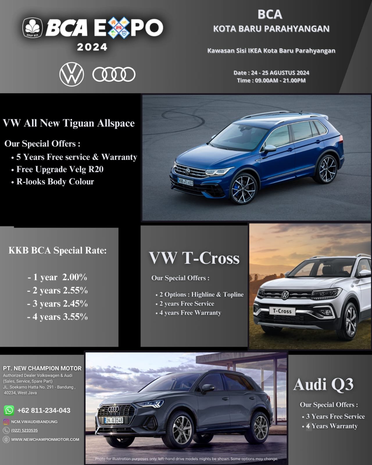 TIGUAN ALLSPACE, AUDI Q3 DAN T-CROSS HADIR DI BCA EXPO KBP